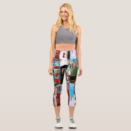 Leggings Capri Capris de Yoga de Cintura Alta – Reflejo Abstracto