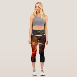 Leggings Capri capris en llamas, Capris de alta potencia