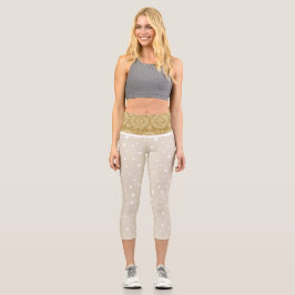 Leggings Capri Capris FLORAL de alta Waisted