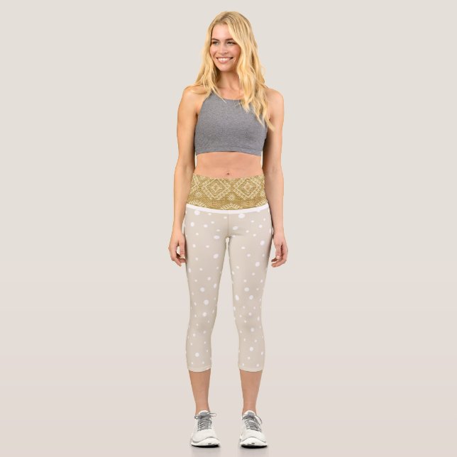 Leggings Capri Capris FLORAL de alta Waisted (Anverso)
