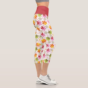 Leggings Capri Capris Floral de alto nivel de guiño