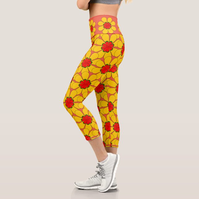 Leggings Capri Capris - Flores amarillas (Izquierda)