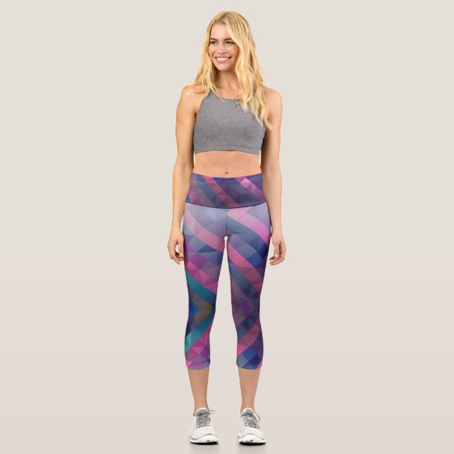 Leggings Capri Capris geométricos de cintura alta personalizables (Anverso)