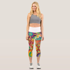 Leggings Capri Capris impreso de alta Waisted