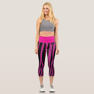 Leggings Capri Capris negros de cintura alta con estampado cebra 