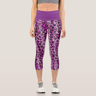 Leggings Capri Capris Purple Animal Print