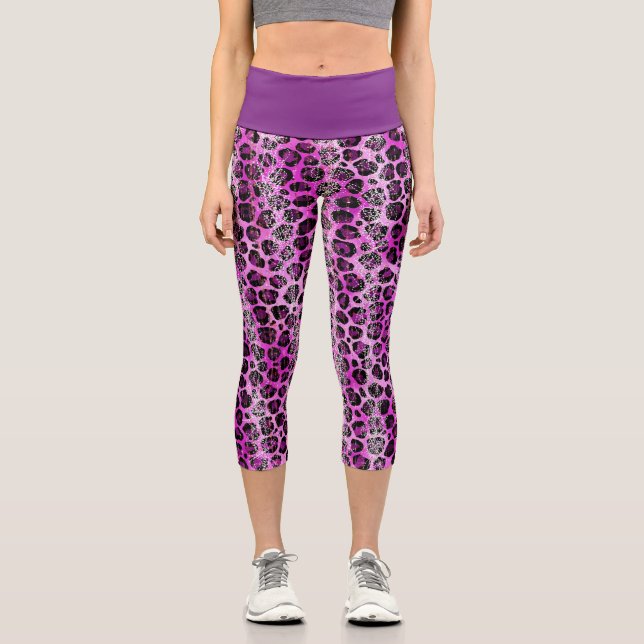 Leggings Capri Capris Purple Animal Print (Anverso)