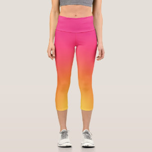 Leggings Capri Capris rosa y amarillo oscuro de alto nivel de gui