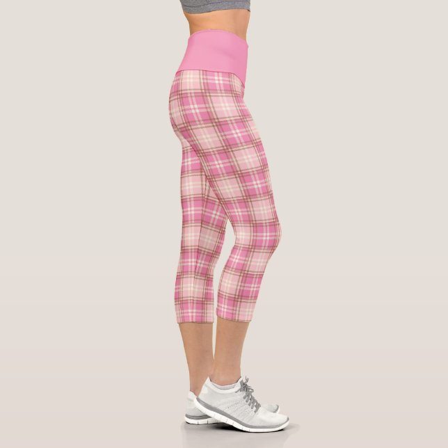 Leggings Capri Capris rosado y crema revestido con alto contenido (Derecha)