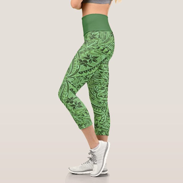 Leggings Capri Capris taille haute/Tribal/Vert (Izquierda)