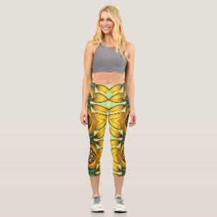 Leggings Capri Capris, Un diseño de patrón de tela de moda multic