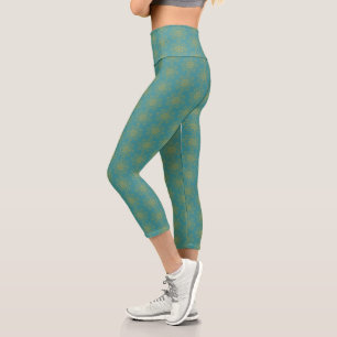 Leggings Capri Capris Verde azulado de alto deseo retro manala