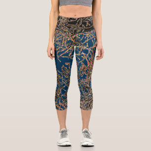 Leggings Capri Capris VIBRADOS en AZUL PRUSO/NEGRO