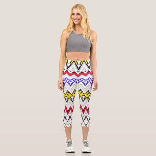 Leggings Capri Capris Waisted Alto, un patrón de zigzag clásico