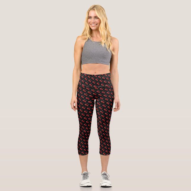 Leggings Capri Cara de monstruo de una mujer linda (Anverso)