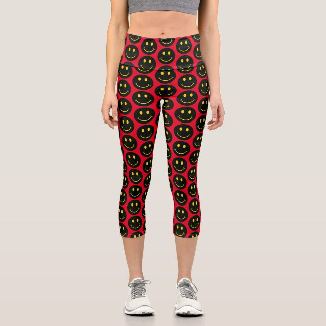 Leggings Capri Cara Feliz Negra (Anverso)
