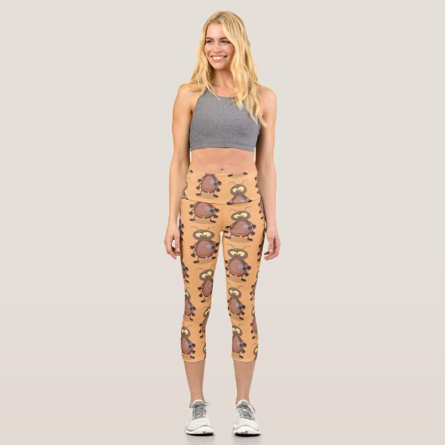 Leggings Capri Caricatura divertida de una cucaracha linda (Anverso)