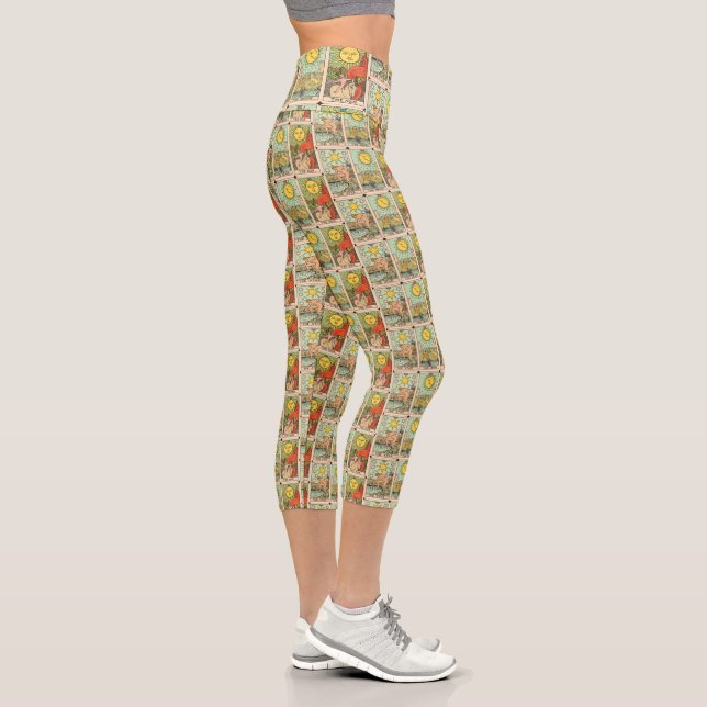 Leggings Capri Cartas de Tarot antiguas Estrellas de Sun Moon (Derecha)