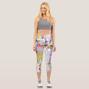 Leggings Capri Casas de Amsterdam: Patrón Seamless de acuarela