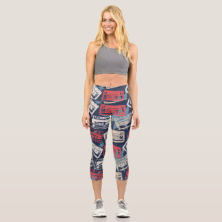 Leggings Capri Casetes antiguos de música vintage impecables