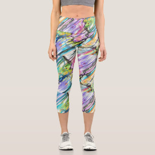 LEGGINGS CAPRI CATEGORÍA CINTAS INCLINANDO DISEÑO DE ARTE ABSTRAC