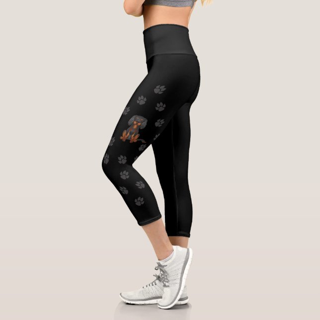 Leggings Capri Cavalier King Charles Spaniel negro y marrón & Hue (Izquierda)
