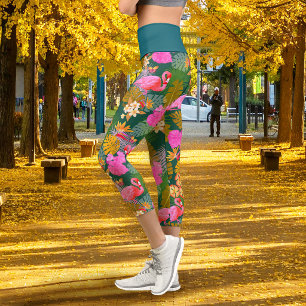 Leggings Capri Cazador Verde de Flamenco Tropical