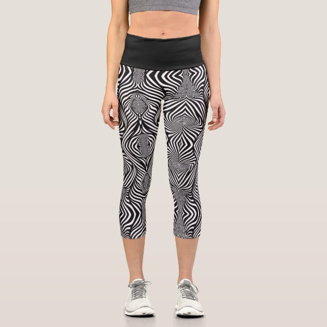 Leggings Capri Cebra Abstracto B&N (Anverso)