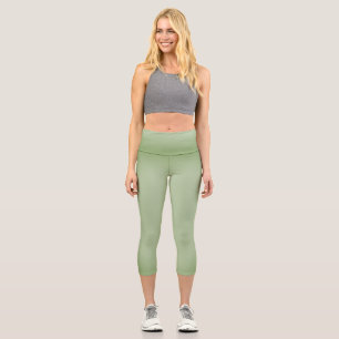 Leggings Capri Celadón verde de jade sólido