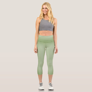 Leggings Capri Celadón verde de jade sólido