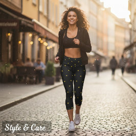 Leggings Capri Celestial Star Pattern Luxe Comfort Stretch Fit