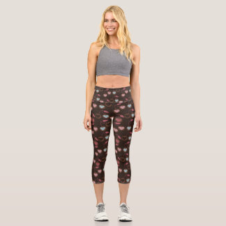 Leggings Capri cerezas corazón marrón