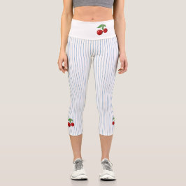 Leggings Capri Cerezas rojas en Personalizado de franjas azules