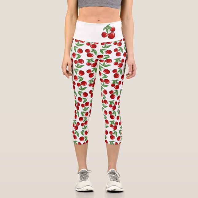 Leggings Capri Cerezas Rojas Por Todo El Personalizado (Anverso)