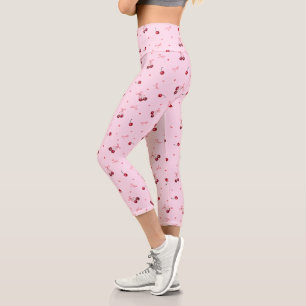 Leggings Capri Cerezas y arcos de color rosa y burro