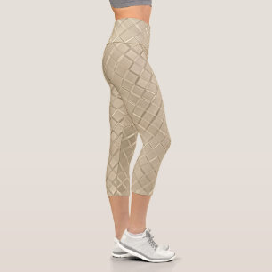 Leggings Capri Champán Oro Moderno Pat Geométrico Metalizado Pres