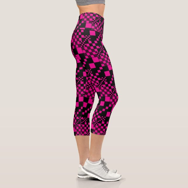 Leggings Capri Cheques, chequitos - Magenta y negro (Derecha)