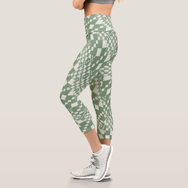 Leggings Capri Cheques retorcidos en verde (Izquierda)