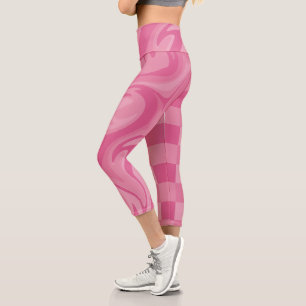 Leggings Capri Cheques y Swirls - Rosa