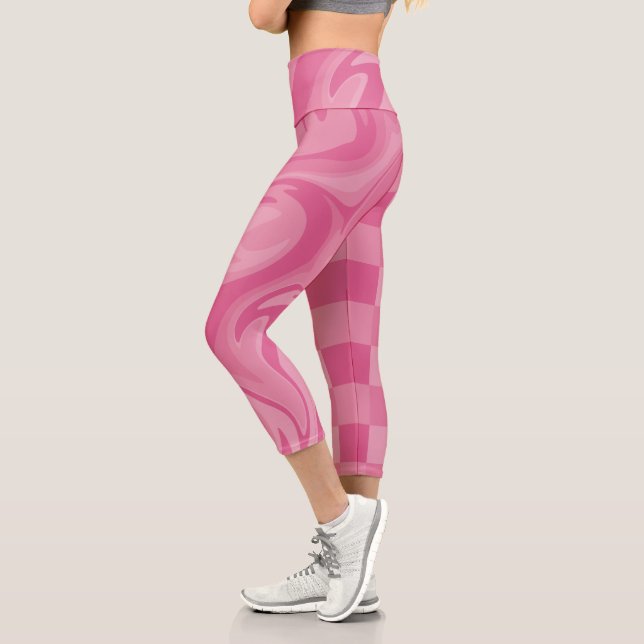 Leggings Capri Cheques y Swirls - Rosa (Izquierda)
