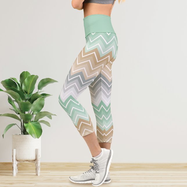 Leggings Capri Chevron Stripes Mint Green (Subido por el creador)