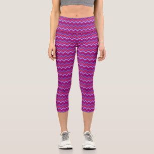 Leggings Capri Chevrons rojos púrpura y Naranja Legión Capri