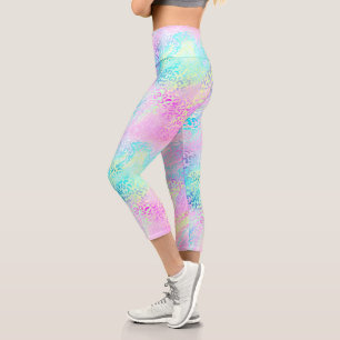 Leggings Capri Chic Femenino Estampado Leopardo Arcoíris Brillo