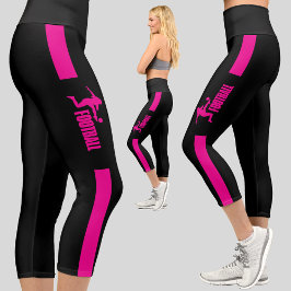 Leggings Capri Chica jugador de fútbol rosado equipo de fútbol de