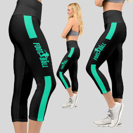 Leggings Capri Chica jugador de fútbol verde equipo de cumpleaños