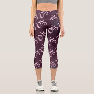 Leggings Capri Chispa Rosa Om Esparcida Tiedye Monocromo Granate