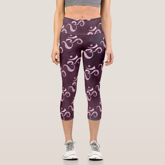 Leggings Capri Chispa Rosa Om Esparcida Tiedye Monocromo Granate (Anverso)
