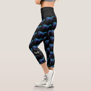 Leggings Capri Chispas de unicornio patrón de ombre azul acua Mon