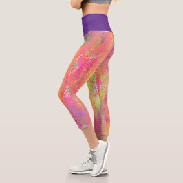Leggings Capri Choca rosa de varias coloridas serpientes Python I