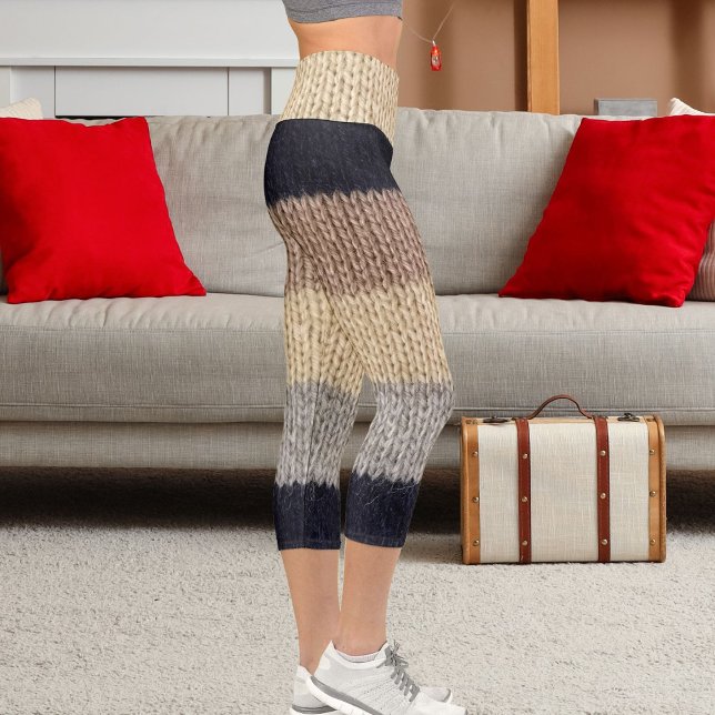 Leggings Capri Christmas Deer Graphic Embroidery Wool Stripe Knit (Subido por el creador)